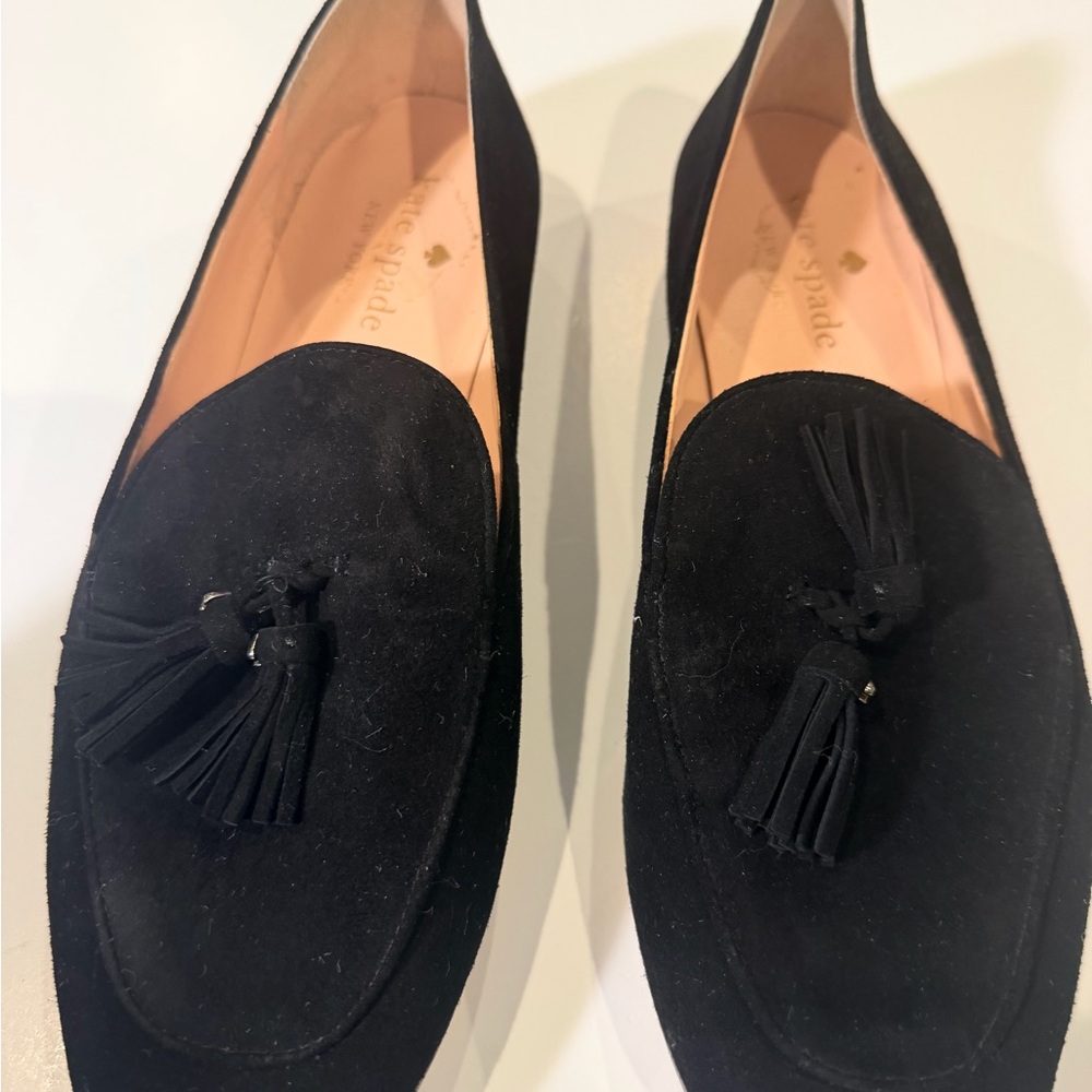 Kate Spade Black Suede Tassel Loafers - women’s